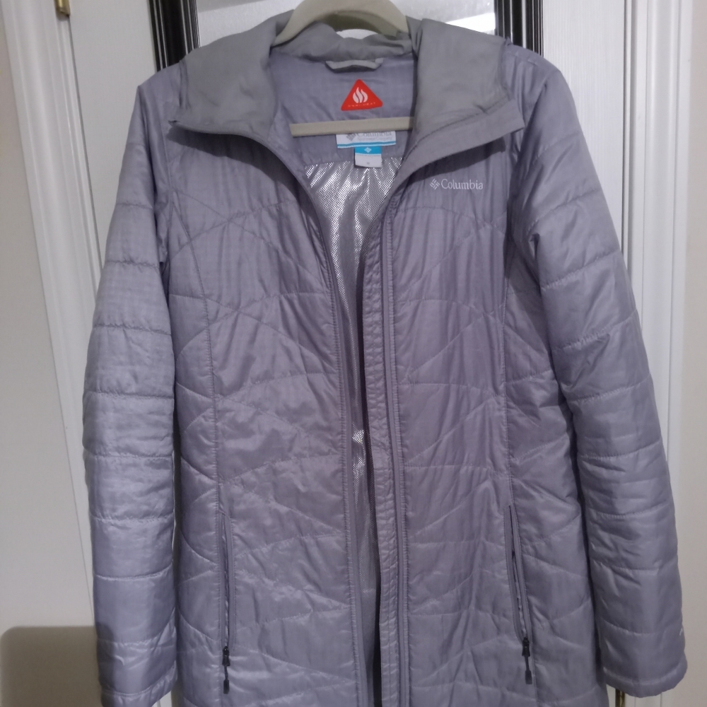 Silver/Gray Columbia packable long coat